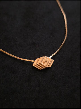 Vtg1980 Givenchy Paris New York Gold-Tone Geometric "G" Logo Pendant Necklace